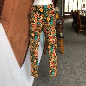 orange flowers, tiki LuLaRoe leggings